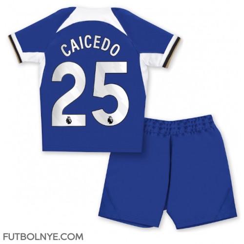 Camiseta Chelsea Moises Caicedo #25 Primera Equipación para niños 2023-24 manga corta (+ pantalones cortos)